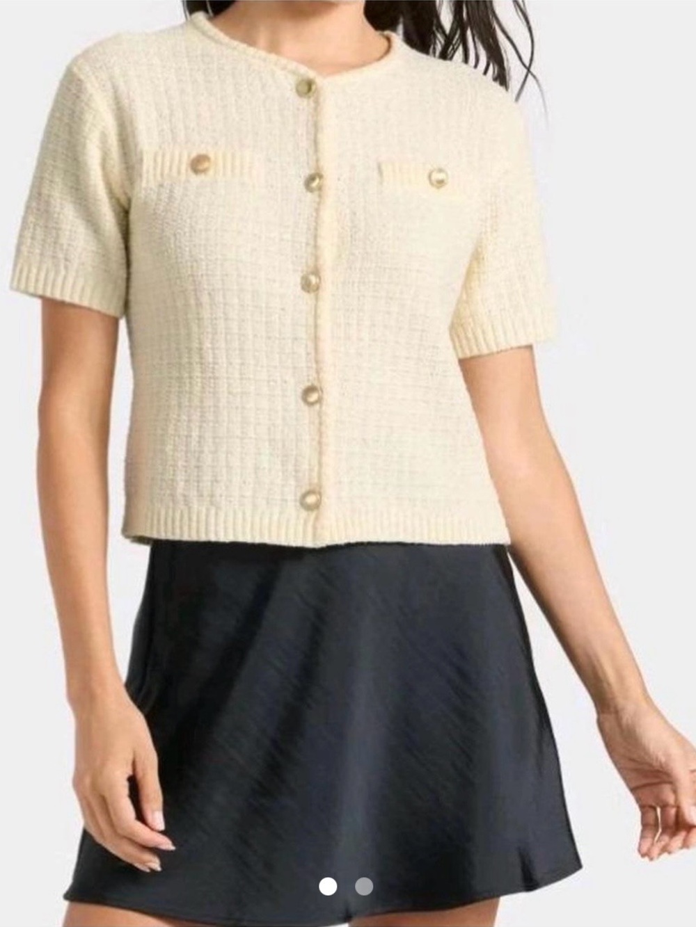 a new day Cream Short-Sleeve Button Cardigan